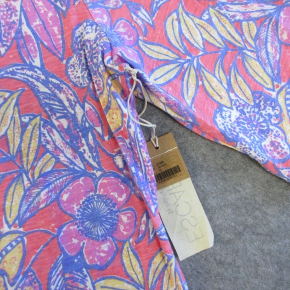 Habitat Women Mini Dress XL Floral Lagenlook Pink Purple Cotton Beach Casual 308 - Picture 4 of 14